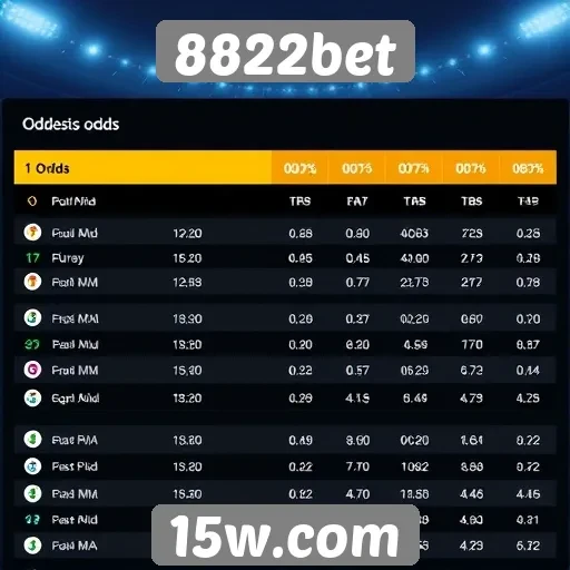 Comparativo de odds no 8822bet